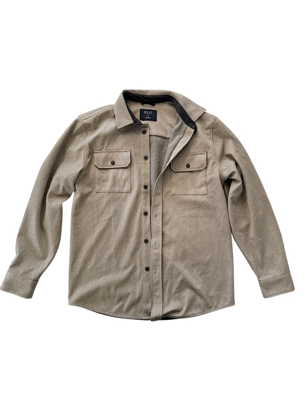 BYLT Basics Men's Tan Lightweight Shacket with Chest Flap Pockets